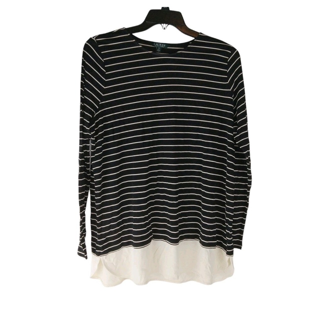 Lauren Ralph Lauren Sweater‎ Women Black White Long Sleeve Pullover size 2X